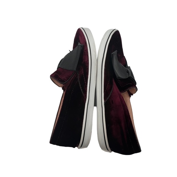 Kate Spade Delise Wine Velvet Flats With Faux Leather Bow Size 8 - Picture 5 of 9